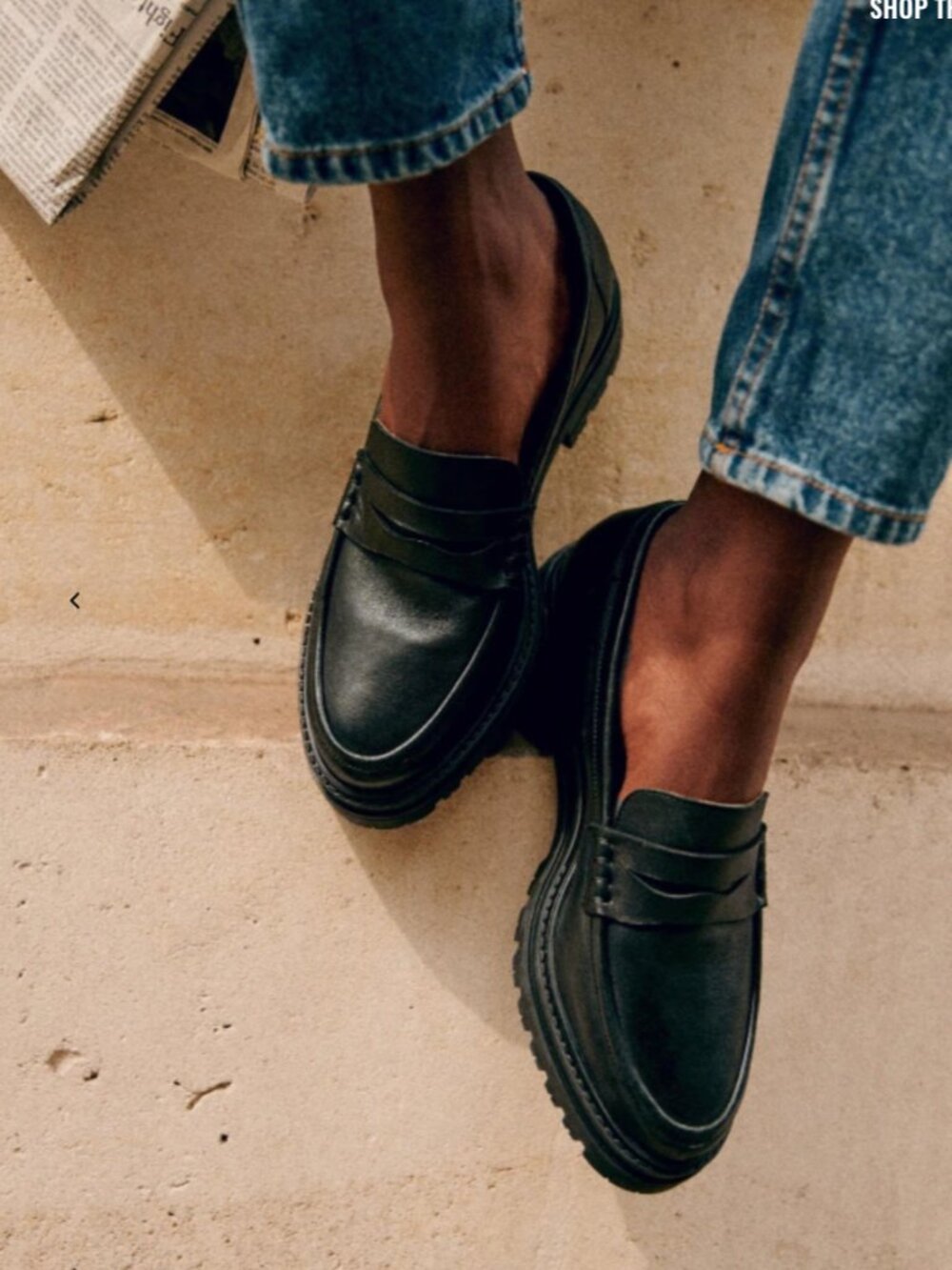 Sézane Albane loafers in black, size FR39 ~ pre-owned EUC!